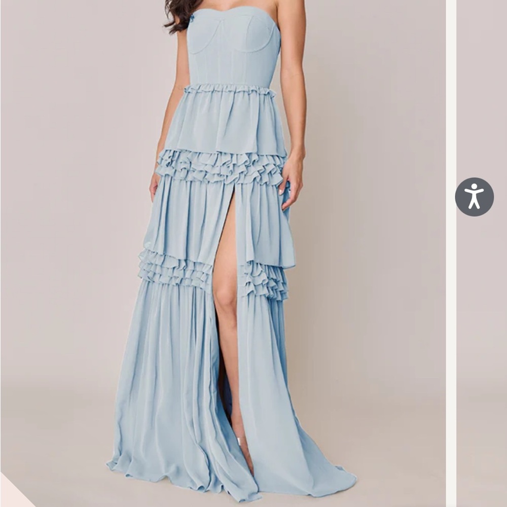 Revelry chiffon bridesmaid dress unaltered sky blue